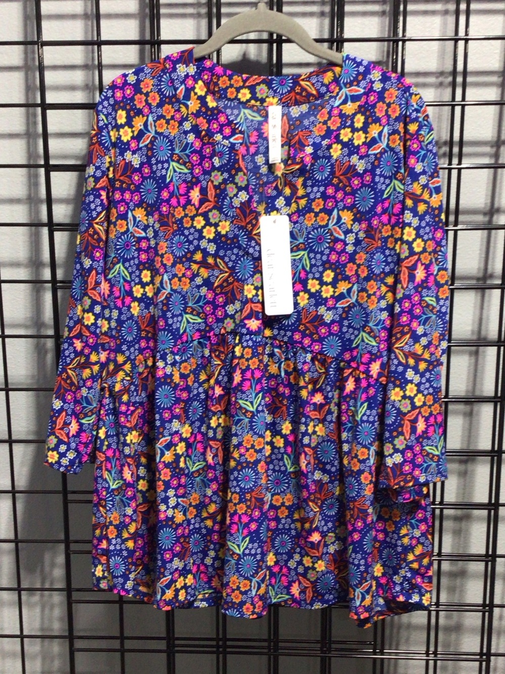 Floral Tiered Tunic Top in Purple